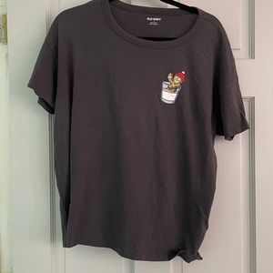 Euc women’s Old Navy gray Gingerbread holiday tee shirt size large